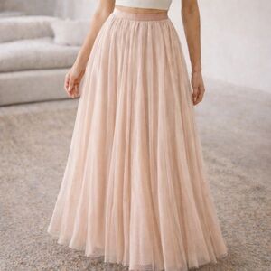 Needle & Thread Blush Pink Tulle Maxi Skirt | Romantic Bridal Wedding Formal